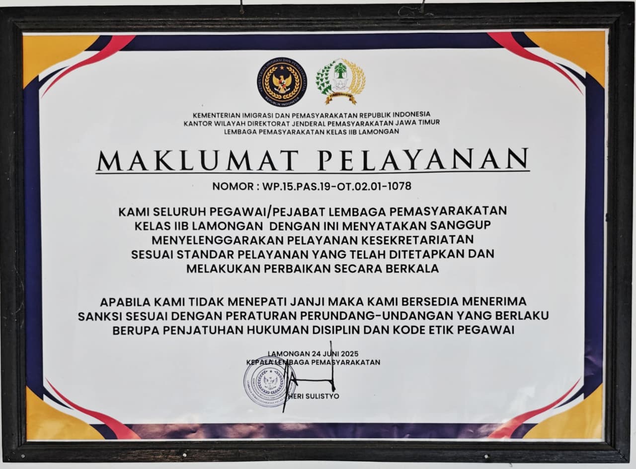 Maklumat Pelayanan Lapas Lamongan